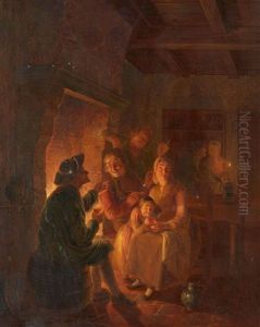 Company By The Fire by Jan Hendrik van Grootvelt