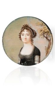 Jeune Femme En Robe De Dentelle Noire A Mi-corps Sur Fond De Paysage by Baron Jean-Baptiste Gros