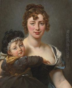Portrait Of Francoise Simonnier And Her Daughter by Baron Jean-Baptiste Gros