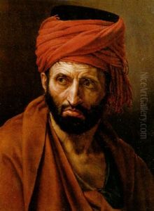 Portrait Of A Man Wearing A Red Turban by Baron Jean-Baptiste Gros