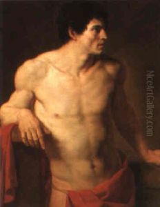 An Academy Study, Standing Half-length, His Right Elbow On A Plinth