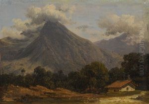 Two South American Landscapes: (1) Vue D'habitation Au Pied D'un Volcan (2) Vue Animee D'un Lac Au Pied De Volcans by Jean Baptiste Louis (Baron Gros) Gros