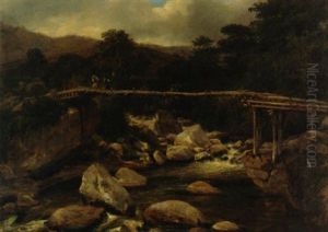 Paisaje Con Puente De Madera by Jean Baptiste Louis (Baron Gros) Gros