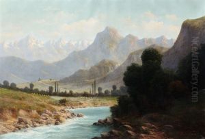 Paysage De Montagne by Lucien Alphonse Gros