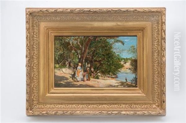Paseante Y Vendedoras Junto Al Lago - view 1