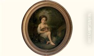Portrait D'enfant Au Lapin by Louis Aime Grosclaude