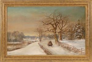 Sleigh Ride Down A Snow-covered Lane by Daniel Charles Grose