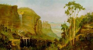 The Waterfall In The Rocky Mountains by Daniel Charles Grose