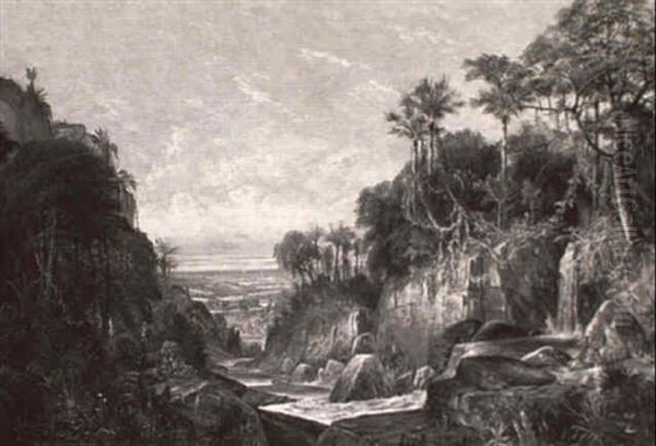 Falls In A Tropical Landscape - view 1