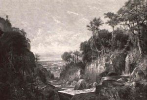 Falls In A Tropical Landscape by Daniel Charles Grose