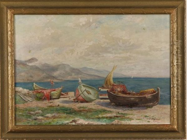 Coastal Scene With Boats Along The Shore - view 1