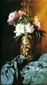 Peonies In A Vase by Carlo Grossi