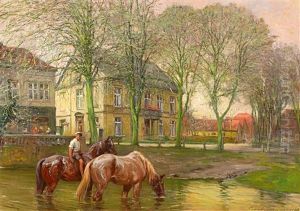 Pferdetranke In Altmunster by Fritz Grotemeyer