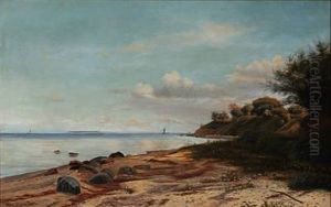 Beach Scene At Summer Time by Vilhelm Groth
