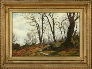 Two Young Girls In The Forest An Autumn Day by Vilhelm Groth