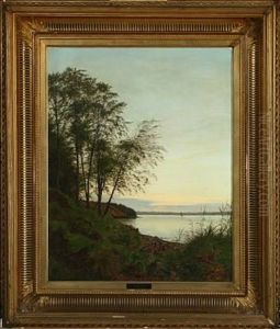 Coastal Scenery With People On A Bathing Jetty On A Quiet Summer Night