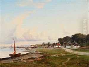 View From Humlebaek In Denmark by Nordahl (Peter Frederik N.) Grove