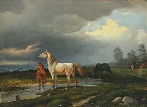 Landscape With Horses, A Storm Is Coming by Nordahl (Peter Frederik N.) Grove