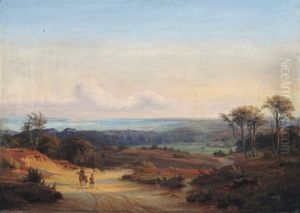 Weite Landschaft Mit Einem Reiter Und Einer Rinderherde