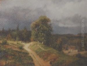 Landskab Med Hulvej, I Hojre Side Trelaenget Gard by Nordahl (Peter Frederik N.) Grove