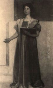 Oil Study Of Beauty With An Open Book