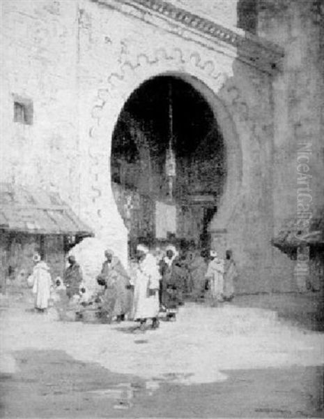 Middle Eastern Town With Figures And Bazaar - view 1