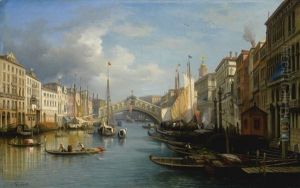 Venice, A View Of The The Grand Canal And The Rialto Bridge From The South by Carlo Grubacs