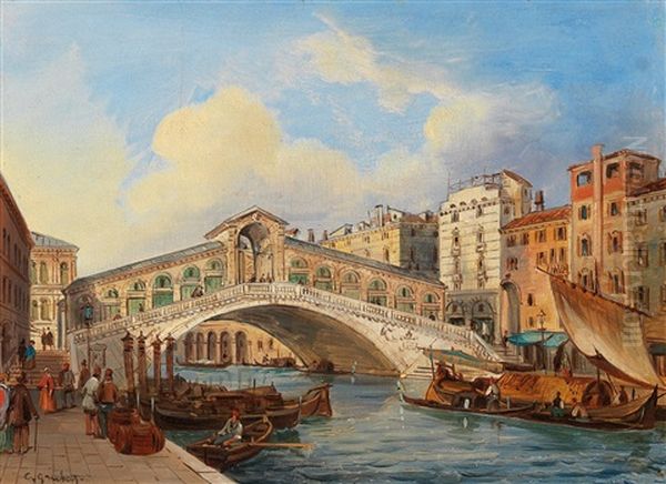 The Rialto Bridge On The The Grand Canal In Venice - view 1