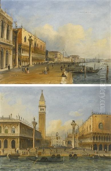Two Views Of Venice From The Riva Degli Schiavoni: A Pair - view 1