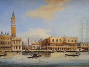 Vue Du Palais Ducal Du Bassin De San Marco