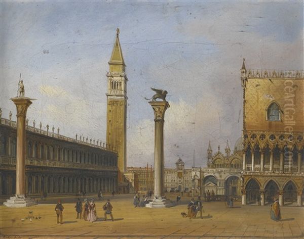 Venice, A View Of The Piazzetta From The Bacino Di San Marco; Venice, A View Of The Doge's Palace And Piazzetta Looking West From The Riva Degli Schiavoni (pair) - view 1