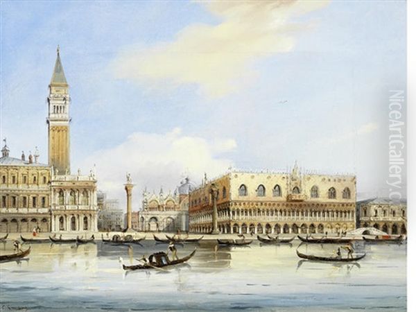 Gondoliers On The Grand Canal, Venice - view 1