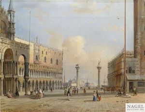 Blick Vom Markusplatz Auf Die Piazzetta Und Die Kirche San Giorgio Maggiore In Venedig by Carlo Grubacs