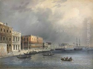 The Libreria And The Ducal Palace From Riva Degli Schiavoni by Carlo Grubacs