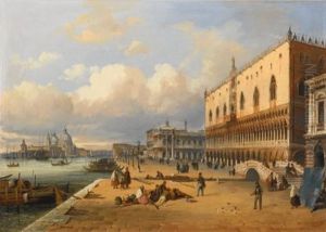 Venice, A View Of The Doge's Palace And Piazzetta Looking West From The Riva Degli Schiavoni
