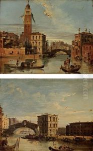 Venise Vue De San Geremia Et L'entree Du Cannaregio (+ Venise Vue Du Rialto; Pair)