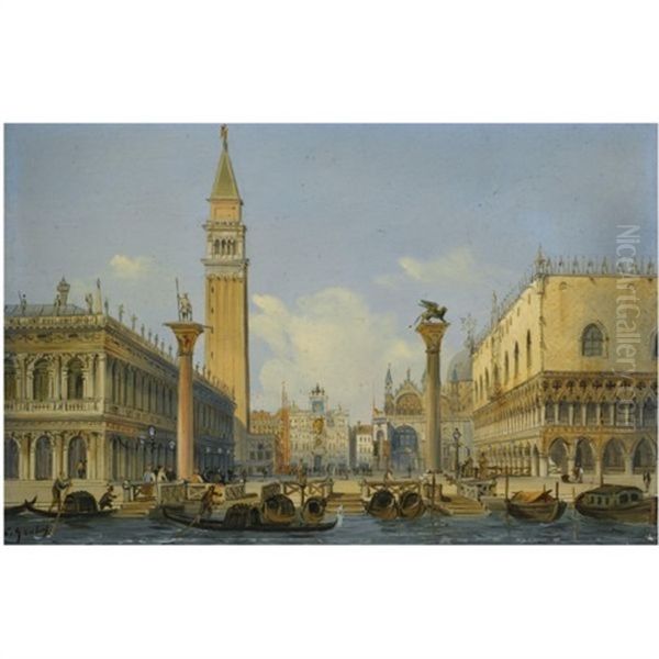 Venice, A View Of The Piazzetta From The Bacino Di San Marco, Including The Biblioteca Sansoviniana, The Torre Dell'orologio, The Basilica Di San Marco And The Palazzo Ducale - view 1