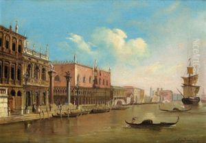 Vista Sulla Riva Degli Schiavoni Con Il Palazzo Ducale A Venezia