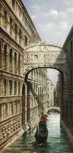 Unter Der Seufzerbrucke In Venedig by Carlo Grubacs