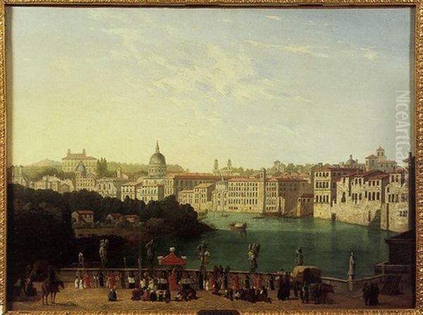 Vue De Rome Et Procession Sur Le Pont Du Chateau Saint-ange - view 1