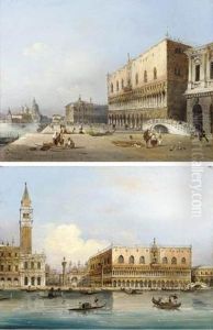 The Riva Degli Schiavoni With A View Of The Doge's Palace by Carlo Grubacs