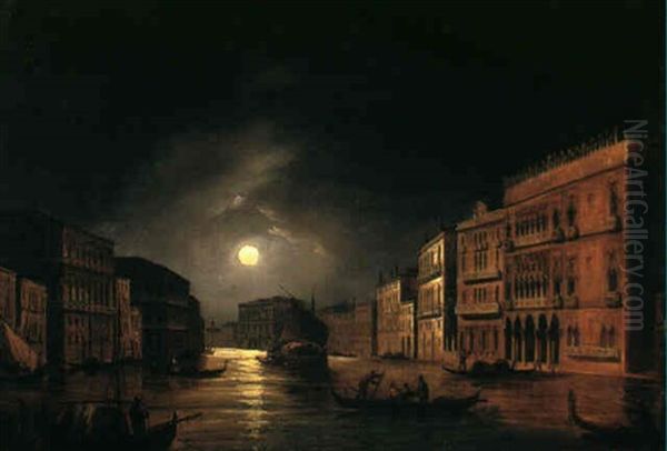 The Grand Canal, Venice By Moonlight - view 1