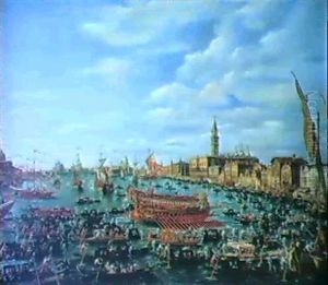 Il Bacino Di S. Marco Col Bucintoro E Gondole Di Ritorno...& Corteo Di Gondole Nel Bacino Di S. Marco by Carlo Grubacs