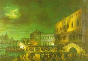 Carnivale At The Piazza San Marco, Venice At Night by Carlo Grubacs