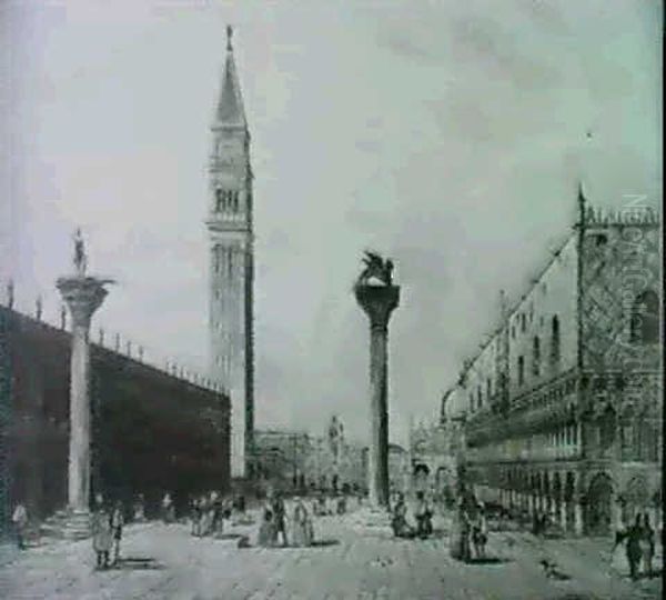 Figures In The Piazza Di San Marco And The Companion, A Pair - view 1