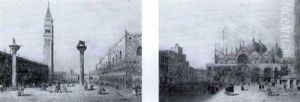 St. Mark's Square, Venice; St. Mark's Venice A Pair One Indistinctly Signed by Carlo Grubacs