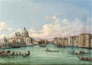 The Entrance To The Canal Grande With Santa Maria Della Salute And The Punta Della Dogana by Giovanni Grubas