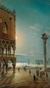 Moonlit Night On St Mark"s Square by Giovanni Grubas