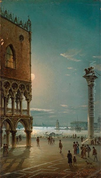 Mondnacht Uber Der Piazetta San Marco, Venedig - view 1