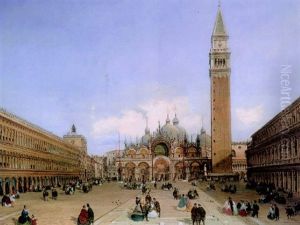 Figures In The Piazza Di San Marco by Giovanni Grubas